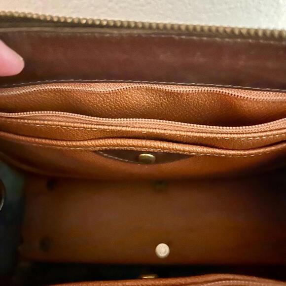 Vintage 80's Dooney & Bourke Leather Navy blue & Brown pebbled shoulder bag - Picture 8 of 9